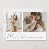Eenvoudig moderne vrolijk kerstscript 2 foto feestdagenkaart (Voorkant)