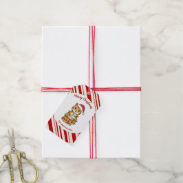 Eenvoudig moderne vrolijke kerst kat CatMAS patroo Cadeaulabel