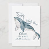 Eenvoudig Moderne Walvis Gedaan Wit Blauw Afstudee Kaart (Voorkant)