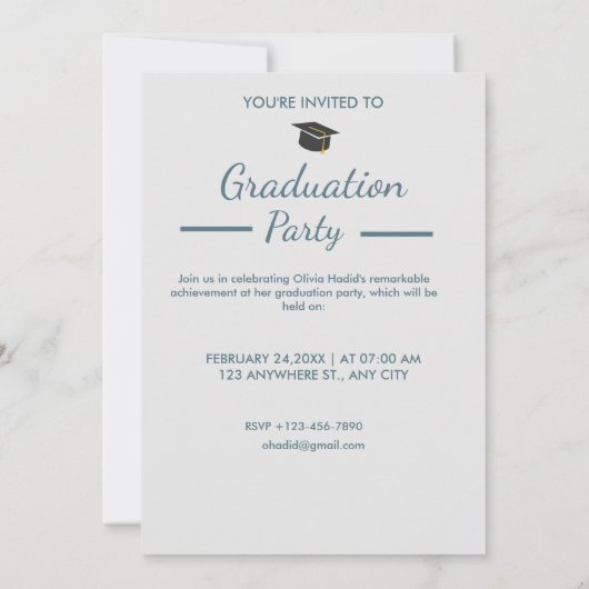 Eenvoudig Moderne Walvis Gedaan Wit Blauw Afstudee Kaart (Achterkant)