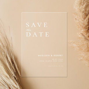 Eenvoudig Moderne Weddenschap Sparen de Datum Acryl Uitnodigingen