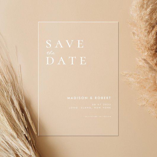 Eenvoudig Moderne Weddenschap Sparen de Datum Acryl Uitnodigingen