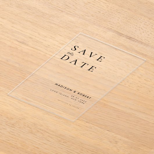 Eenvoudig Moderne Weddenschap Sparen de Datum Acryl Uitnodigingen (Laagn)