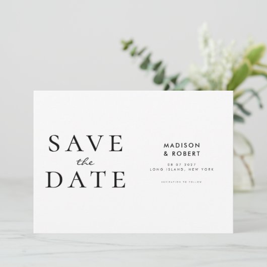 Eenvoudig Moderne Weddenschap Sparen de Datum Save The Date (Staand voorkant)
