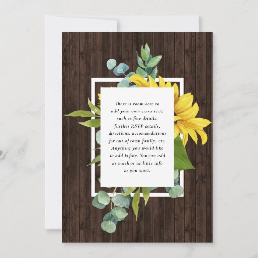 Eenvoudig moderne zonnebloemen over de hereniging  kaart (Achterkant)