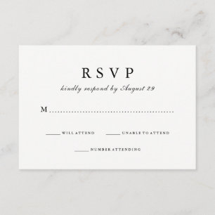 Eenvoudig Modieuze de Zwart-witte Reactie van RSVP Kaartje