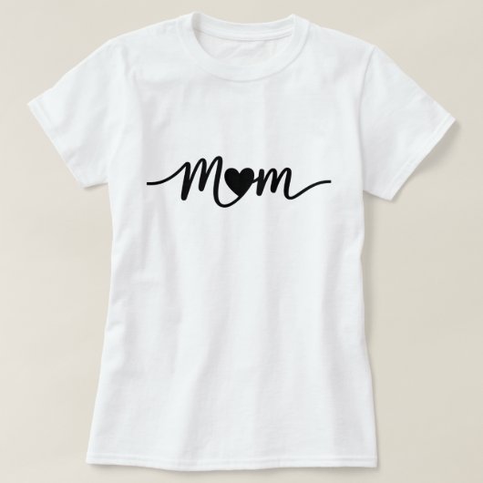 Eenvoudig Moeder Schrift Hart T-shirt (Design voorkant)