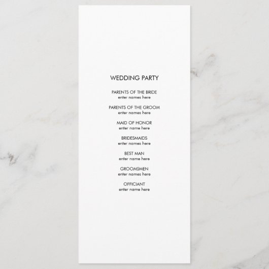 Eenvoudig monochroom cirkel bruiloft ceremonie pro programmakaart (Achterkant)