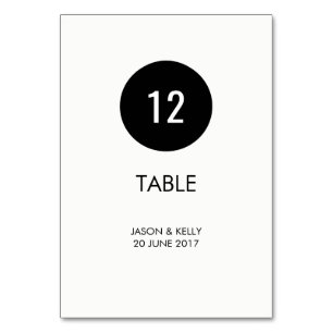 Eenvoudig monochroom cirkel trouwtafel nummer kaart