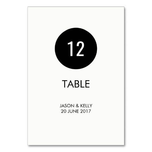 Eenvoudig monochroom cirkel trouwtafel nummer kaart (Voorkant)