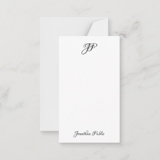 Eenvoudig monogram aangepaste handscriptnaam notitiekaartje (Voorkant)