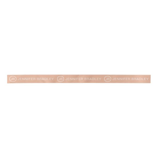 Eenvoudig Monogram Aangepaste Naam Peach en White Satijnen Lint (Voorkant)