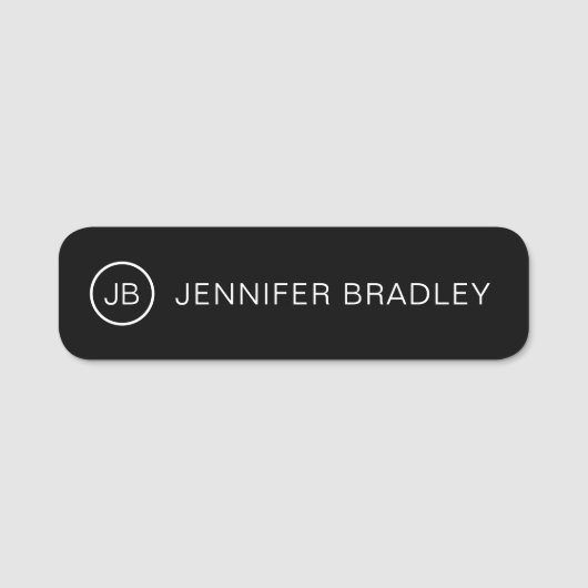 Eenvoudig Monogram Aangepaste naam Zwart-wit Naamplaatje (Voorkant)