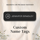 Eenvoudig Monogram Aangepaste naam Zwart-wit Naamplaatje