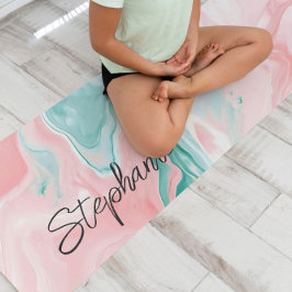 Eenvoudig Monogram Abstract Marmer Roze Yogamat