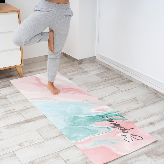 Eenvoudig Monogram Abstract Marmer Roze Yogamat