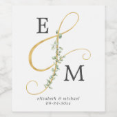 Eenvoudig monogram Ampersand Eucalyptus Weddenscha Wijn Etiket (Enkel label)