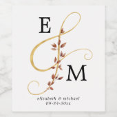 Eenvoudig Monogram Ampersand Fall Wedding Wijn Etiket (Enkel label)