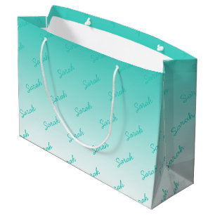 Eenvoudig Monogram Aqua Ombre Groot Cadeauzakje