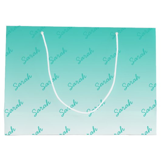 Eenvoudig monogram | Aqua Ombre Large Groot Cadeauzakje (Achterkant)