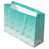 Eenvoudig monogram | Aqua Ombre Large Groot Cadeauzakje (Voorkant Gekanteld)