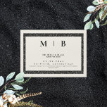 Eenvoudig Monogram beige en zwart sparen de Datum Magnetische Uitnodiging<br><div class="desc">Eenvoudig en stijlvol beige met zwart monogram bespaart de datum. Wedden. Eerste en laatste namen. Modern. Magnetisch. Glitter afbeelding zwarte grens.</div>
