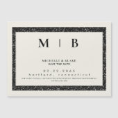 Eenvoudig Monogram beige en zwart sparen de Datum Magnetische Uitnodiging (Voorkant)