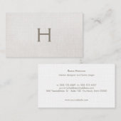 Eenvoudig Monogram Beige Linen, stijlvol minimalis Visitekaartje (Voorkant / Achterkant)
