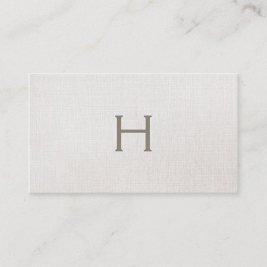 Eenvoudig Monogram Beige Linen, stijlvol minimalis Visitekaartje (Voorkant)