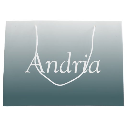 Eenvoudig monogram | Bewerkbaar Blauw Grijs Ombre Groot Cadeauzakje (Voorkant)