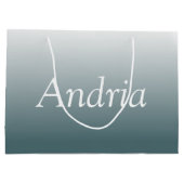 Eenvoudig monogram | Bewerkbaar Blauw Grijs Ombre Groot Cadeauzakje (Achterkant)