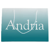 Eenvoudig monogram | Bewerkbaar Blauw Groen Ombre Groot Cadeauzakje (Voorkant)