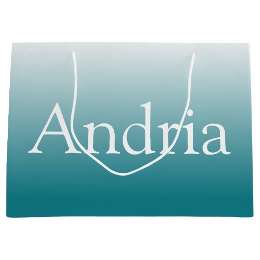 Eenvoudig monogram | Bewerkbaar Blauw Groen Ombre Groot Cadeauzakje (Voorkant)