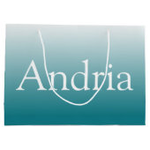 Eenvoudig monogram | Bewerkbaar Blauw Groen Ombre Groot Cadeauzakje (Achterkant)