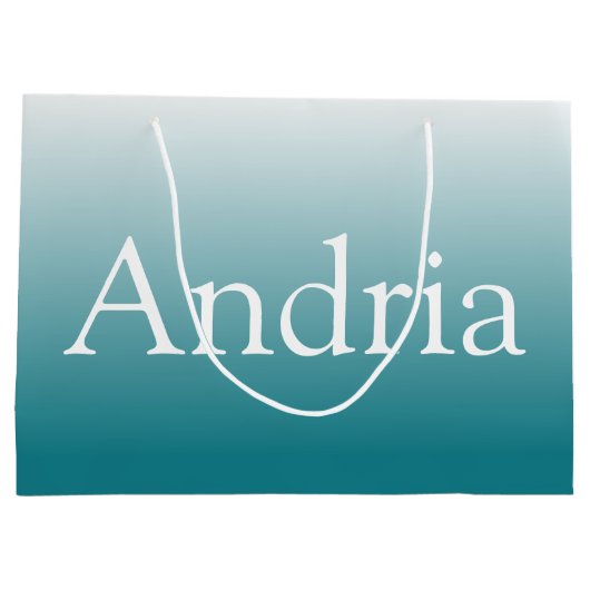 Eenvoudig monogram | Bewerkbaar Blauw Groen Ombre Groot Cadeauzakje (Achterkant)