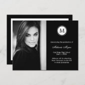 Eenvoudig monogram BEWERKBAAR KLEUR Afstuderen Bri Aankondigingskaart (Voorkant / Achterkant)