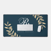 Eenvoudig monogram blauw bureaumat (Keyboard & Muis)