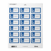 Eenvoudig Monogram Blauw Designer Adreslabel Etiket (Full Sheet)