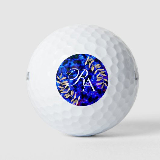 Eenvoudig Monogram Blauw Golfballen (Voorkant)