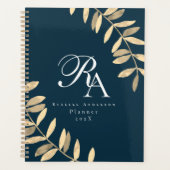 Eenvoudig monogram blauw planner (Voorkant)
