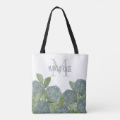 Eenvoudig Monogram Bloemblauw Hydrangea Bloem Tote Bag (Achterkant)