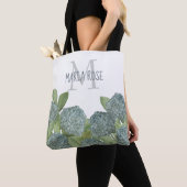 Eenvoudig Monogram Bloemblauw Hydrangea Bloem Tote Bag (Dichtbij)