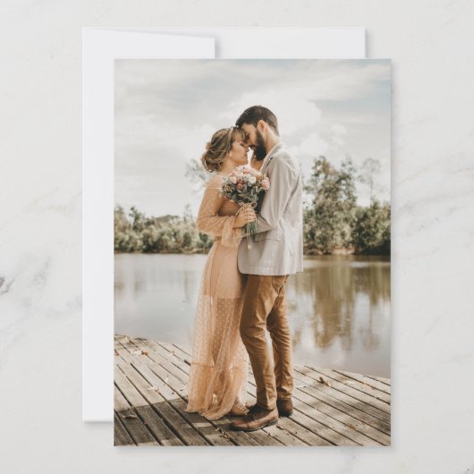 Eenvoudig Monogram Blush Pink Peony Wedding Kaart (Achterkant)