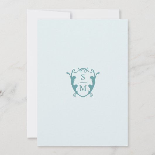 Eenvoudig Monogram Bord Blauw Sla de datum op Save The Date (Achterkant)