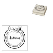 Eenvoudig Monogram Botanische Bruiloft Adres Retou Rubberstempel (Gestempeld)