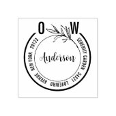 Eenvoudig Monogram Botanische Bruiloft Adres Retou Rubberstempel (Afrduk)