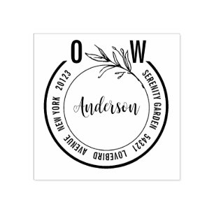 Eenvoudig Monogram Botanische Bruiloft Adres Retou Rubberstempel