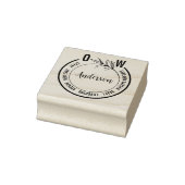 Eenvoudig Monogram Botanische Bruiloft Adres Retou Rubberstempel (Stempel)