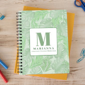 Eenvoudig Monogram Botanische Groene Tropische Pal Notitieboek