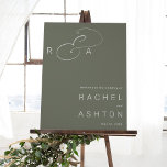 Eenvoudig Monogram bruiloft Welkomstteken Groen te Poster<br><div class="desc">Sage Green,  eenvoudig minimalistisch trouwwelkomstteken. Voor meer geavanceerde aanpassing van dit ontwerp,  te klikken gelieve de BUTTON van het TOOL VAN HET ONTWERP BLAUW hierboven! Overeenkomende objecten zijn ook beschikbaar.</div>
